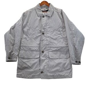 VTG London Fog Gray Long Rain Coat Jacket Removable Lining‎ Mens Size M